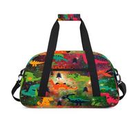 Dinosaur Space - Bolsas de lona para niñas y niños, diseño de dinosaurio, divertida bolsa de viaje de fin de semana, 24 L, bolsa de deporte para gimnasio, práctica, color, 24 L, Organizador de bolsas