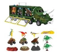 Dinosaur Storage Truck Toy Set Triceratops Dinosaur Carrier with Music Light Dino Transport Playset Kids Gift