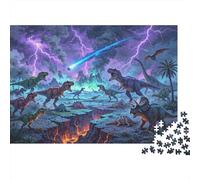 Dinosaur Storm Puzzles 1000 Pieza Reciclado Paper Jurassic Period Puzzle para Niños y Niñas a Partir de 6 Años Educativo Game Challenge Juego de Familia Divertido 38x26cm/1000pcs