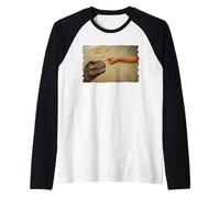 Dinosaur T-Rex Evolution Creationism God Darwin Camiseta Manga Raglan