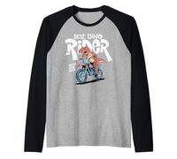 Dinosaur T Rex Riding a Bike Motocross Dino Rider Camiseta Manga Raglan