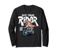 Dinosaur T Rex Riding a Bike Motocross Dino Rider Manga Larga