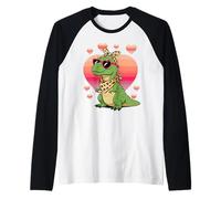 Dinosaur T-Rex Sunglasses Valentines Day Camiseta Manga Raglan