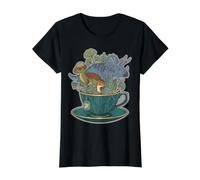 Dinosaur Teacup Cottagecore Gráfico Botánico Camiseta gráfica económica, Mujer, Negro, M