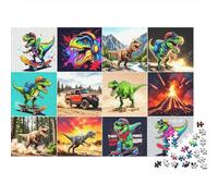 Dinosaur Theme Puzzle 1000 Piezas Papel Reciclado Jurassic Period Puzzle for Chico & Chica A Partir de 6 Años Educativo Juego Desafío Divertido Family Juego 70x50cm/1000pcs