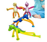 Dinosaur Theme Sensory - Stretchy and Realistic Dinosaur Animal Playset,Tube Fidget Toy Set of 4, Calming Sensory Fidget Toys For Stress Relief Focus, Travel Desk Sensoory Toys For Kids Boys Girls