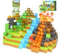 Dinosaur Toys Magnetic Blocks-Build Mine Magnet World Volcano Edition Kids Toys for 3+ Year Old Boys and Girls Building Blocks Toddler Toys Games Through Jurassic Learning Sensory Toys Gifts