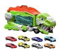 Dinosaur Truck, Foldable Racing Toy, Portable Carrier with 8 Mini Cars, Interactive Storage Trailer, Educational Vehicle Playset for Boys, Girls, 3+ Years, Road Trip, Preschool, Birthday, Christmas