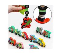 Dinosaur Wooden Magnetic Train Set, Fun Kids Educational Gifts Toys for Ages 2-4, Toddler Learning Toys for Birthday