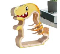 Dinosaure en Bois | Coffret à Argent et Pièces Avec Cadenas | Pot à Monnaie Décoratif pour Enfant Chambre Chambre de Bébé Bibliothèque Étagère Décoration Apprentissage Épargne et Jeu