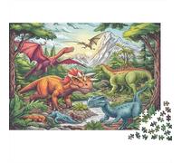 Dinosaure ScenePuzzles 1000 Pièces Pour Adultes, Jeux ÉducatifsArt préhistorique coloré