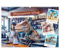 Dinosaurier-Alltag - Wenn sie nicht ausgestorben wären! (Wandkalender 2026 DIN A2 quer), CALVENDO Monatskalender: Ein humorvoller Blick auf das moderne Leben der Urzeitriesen