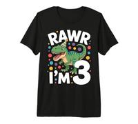 Dinosaurio 3er Cumpleaños Diversión 3 Años Niños Camiseta Premium