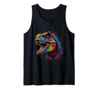 Dinosaurio arco iris fósiles vibrante colorido dinosaurio divertido Camiseta sin Mangas