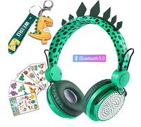 Dinosaurio Auriculares Niños Inalambricos con Luz LED,Límite de Volumen de 85dB Auriculares Bluetooth Niños, Headphones Diadema Niño con Micrófono,Cascos Niño para PC/IPad/Estudio/Viaje Regalos