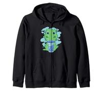 Dinosaurio Bebiendo té de Burbujas Kawaii Lindo Divertido Sudadera con Capucha