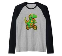 Dinosaurio Bike T-Rex Ciclismo Divertido Dino Ciclista Ciclista Camiseta Manga Raglan