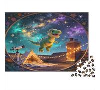 Dinosaurio Cielo Nocturno Puzzle de 1000 Piezas Papel para Adultos Azotea Estrellas Relajación Decoración Hogar Regalo 38x26cm/1000pcs