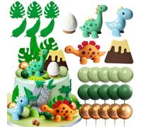 dinosaurio cupcake topper lujo pequeño dinosaurio decoraciones de la torta verde rex tres dinosaurio cake toppers para cumpleaños babyshower fiesta de suministros