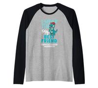 Dinosaurio de concienciación sobre el cáncer de Cuello uterino Verde Azulado para mi Mejor Amigo Camiseta Manga Raglan