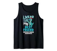 Dinosaurio de concienciación sobre el cáncer de Cuello uterino Verde Azulado para mi Mejor Amigo Camiseta sin Mangas