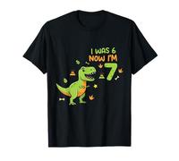 Dinosaurio de cumpleaños de 7 años 6 Now I'm 7 67 Funny for Kids Camiseta