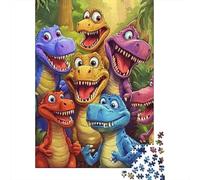 Dinosaurio de Dibujos Animados Puzzle de 1000 Piezas Papel para Adultos Animales Coloridos Escena del Bosque Relajante Juego Familiar Regalo 70x50cm/1000pcs
