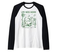 Dinosaurio Divertido y Vintage La Vida en meteoritos era un Buen Arte irónico Camiseta Manga Raglan