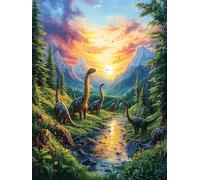 Dinosaurio en el Bosque Puzzle 300 Piezas Cartón Blanco Premium para Expertos Sueño de Pintura al óleo de Cuento de Hadas Vacaciones Fines Semana Reducir Estrés Hobby Y Ocio Garantía Satisfacción 300