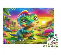 Dinosaurio Encantador Puzzle de 1000 Piezas Papel para Adultos Paisaje Natural Colorido Juego de Puzzle 1000 Piezas Relajación Familiar Regalo 52x38cm/1000pcs