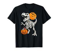 Dinosaurio esqueleto trex calabaza Halloween niños niñas niños Camiseta