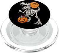 Dinosaurio Esqueleto Trex Calabaza Halloween niños niñas niños PopSockets PopGrip para MagSafe