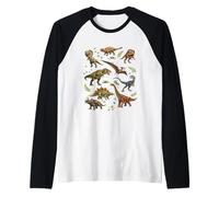Dinosaurio Fósiles Esqueleto T Rex Paleontología Museo Ciencia Camiseta Manga Raglan