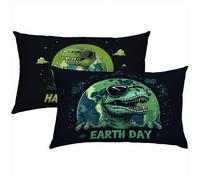 Dinosaurio Fundas Cojines 40x60 Lino Juego de 2, Lujosas Funda Cojin Verde Súper Suaves y Cómodas, Funda de Almohada con Cremallera Oculta, Durable y Fácil Cuidado, Adecuado para Sofá, Cama S1-968