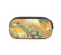 Dinosaurio Genérico Caja de almacenamiento para suministros escolares - Gran capacidad con diseño de pisos, 180° apertura, compartimentos múltiples, dinosaurio bolsa de lápices (C), f, Casual