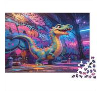 Dinosaurio Graffiti Puzzle de 1000 Piezas Papel Puzzle para Adultos Estilo Arte Neón Relajación Concentración Interacción Familiar 70x50cm/1000pcs