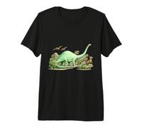 Dinosaurio Grupo Ilustración Niños Arte Animal Prehistórico Camiseta Premium