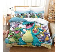 Dinosaurio Juego De Sábanas Y Fundas Nórdicas Impresas En 3D Microfibra Suave Dinosaurio de dibujos animados Fundas De Almohada Cremallera Adecuado Para Niños Adolescentes Y Adultos 3 Pcs 140x200cm
