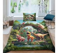 Dinosaurio Juego De Sábanas Y Fundas Nórdicas Impresas En 3D Microfibra Suave Dinosaurio Salvaje Fundas De Almohada Cremallera Adecuado Para Niños Adolescentes Y Adultos 2 Piezas Individual（135x200cm）