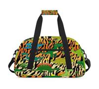Dinosaurio Kawaii Kids Duffel Bags for Girls Boys, Tiger Print Dinosa Overnight Weekender Travel Bag 24L Sport Gym Duffel Bag Practice Tote Carry Bag, color, 24 L, Organizador de bolsas