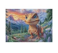 Dinosaurio Montaña Florida Fantasía Vida Silvestre Naturaleza Salvaje Puzzle 300 Piezas para Adultos Divertido Cautivador Y Relajante Hobby Y Familia 300 PCS（40x28cm）