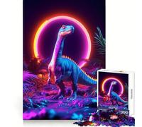 Dinosaurio neón en la Jungla para Adultos, Rompecabezas de 1000 Piezas, Juguete Inteligente, Tiempo Libre, Arte de Corte preciso, Coleccionable (38x26cm)