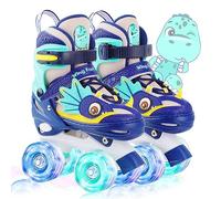 Dinosaurio Patines para Niños Patines 4 Ruedas Niño Patines Quad Niña Patines Ajustables con Ruedas Luminosas para Principiantes Cumpleaños