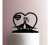 Dinosaurio personalizado Brontosaurus fecha de boda - Decoración acrílica para tartas de 6 pulgadas de ancho/rosa