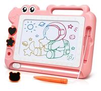 Dinosaurio Pizarra Magnética Infantil Juguetes 3 4 5 Años, Pizarra Magica Colorido Juegos Educativos Regalos para Niñas y Niños 3-5 Años, Viaje Juguetes con 4 áreas Color 3 Sellos 1 Bolígrafo, Rosa