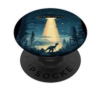 Dinosaurio prehistórico se encuentra con OVNI para diversión temática espacial PopSockets PopGrip Adhesivo