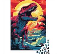Dinosaurio Puesta del Sol Escena Paquete De 1000 Piezas Papel Ecológico Entrenamiento Cerebral Portátil Actividad Vinculación Familiar Desafiante Divertido 52x38cm/1000pcs