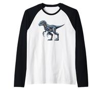Dinosaurio robótico Raptor Cyber Mech Predator Design Camiseta Manga Raglan