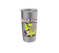 Dinosaurio Rock Star Guitarra T-Rex Funny Music Lover Vaso térmico de acero inoxidable de doble pared