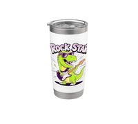 Dinosaurio Rock Star Guitarra T-Rex Funny Music Lover Vaso térmico de acero inoxidable de doble pared